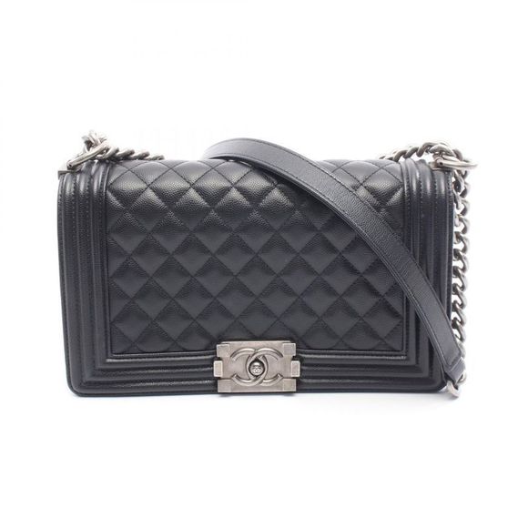 Chanel Handbags - Chanel Shoulder Bag Boy Chanel A67086 Black Caviar Skin (grained Calf) Boy